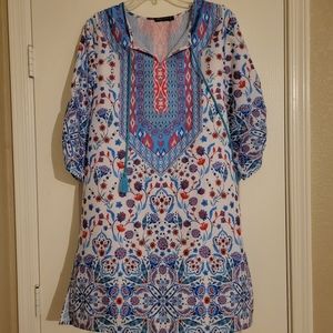 Bohemian Print V Neck Casual Dress